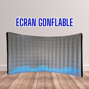un écran gonflable avec des leds bleues en bas
